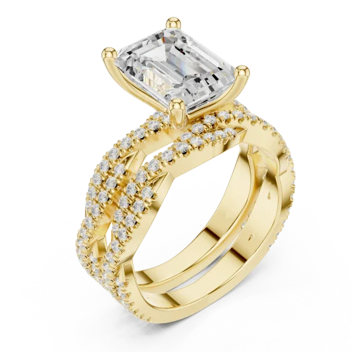 Ethereal Emerald Cut Solitaire Architecturally Pavé Ring