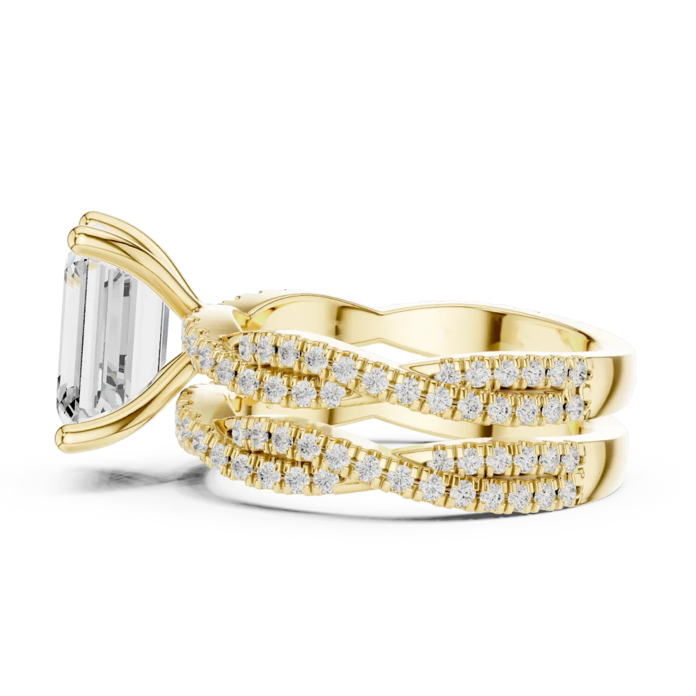 Ethereal Emerald Cut Solitaire Architecturally Pavé Ring - Image 4