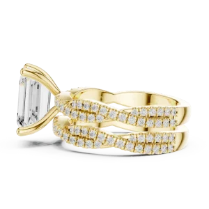 Ethereal Emerald Cut Solitaire Architecturally Pavé Ring - Image 4