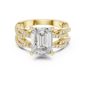 Ethereal Emerald Cut Solitaire Architecturally Pavé Ring - Image 2