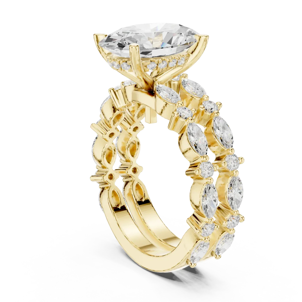 Luminary Oval Solitaire Engagement Ring with Marquise Accents - Image 3