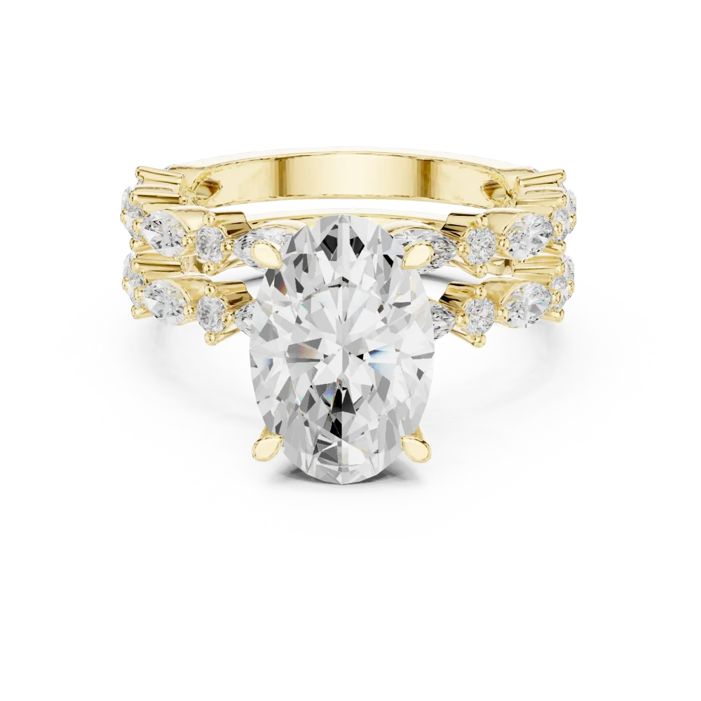 Luminary Oval Solitaire Engagement Ring with Marquise Accents - Image 2