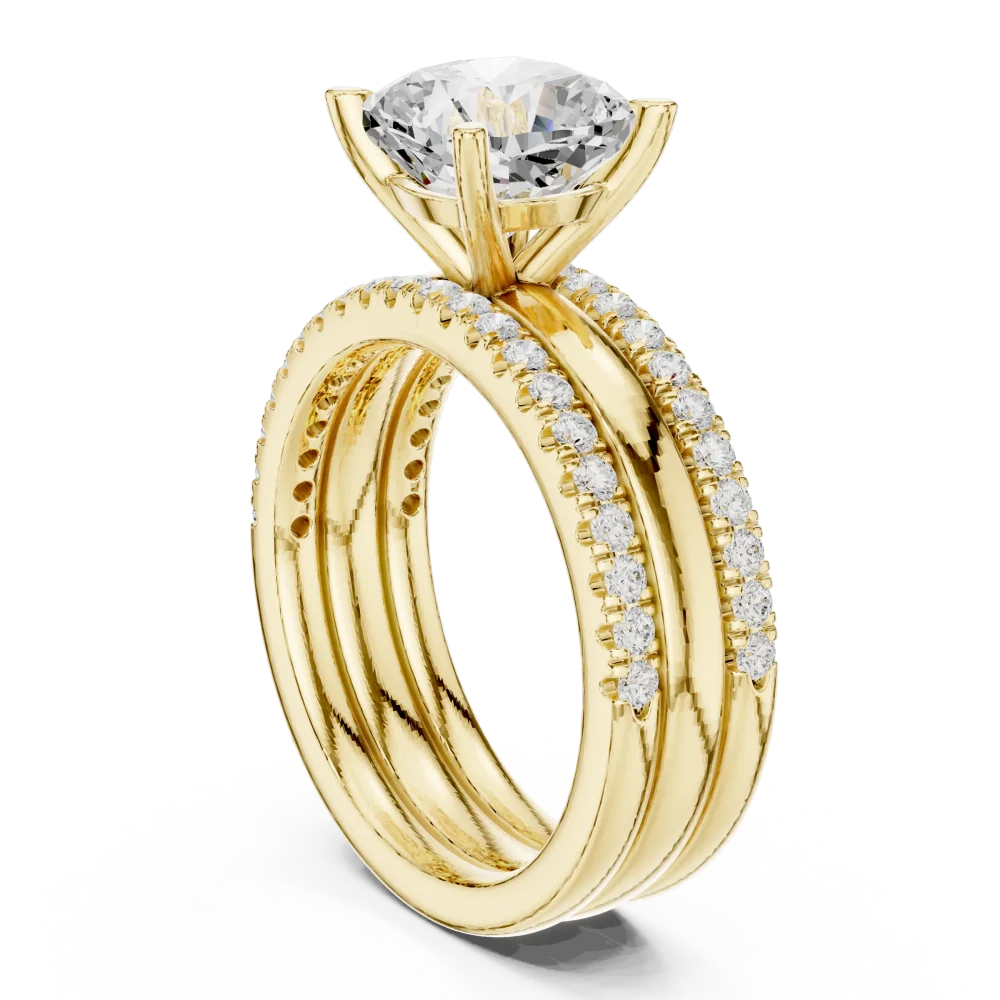 Ethereal Cushion Cut Solitaire Diamond Ring with Pavé Band - Image 3