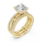 Ethereal Cushion Cut Solitaire Diamond Ring with Pavé Band