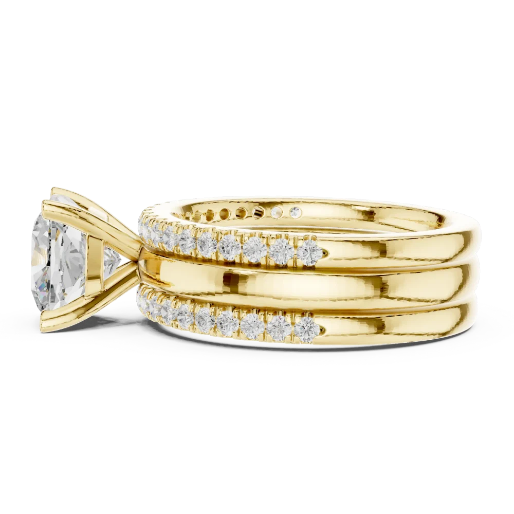 Ethereal Cushion Cut Solitaire Diamond Ring with Pavé Band - Image 4