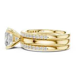 Ethereal Cushion Cut Solitaire Diamond Ring with Pavé Band - Image 4