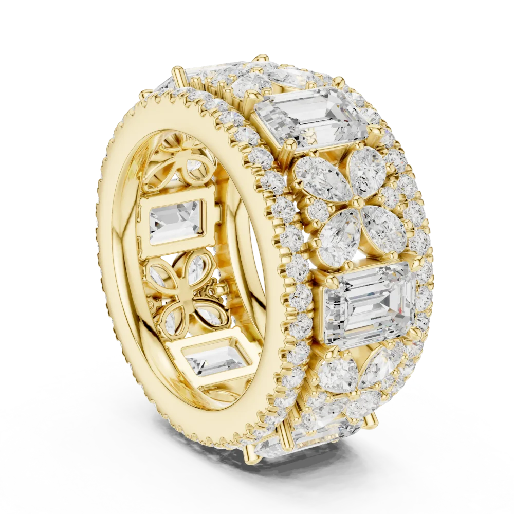 Luminous Emerald and Pear Geometric Cluster Eternity Band - Image 3