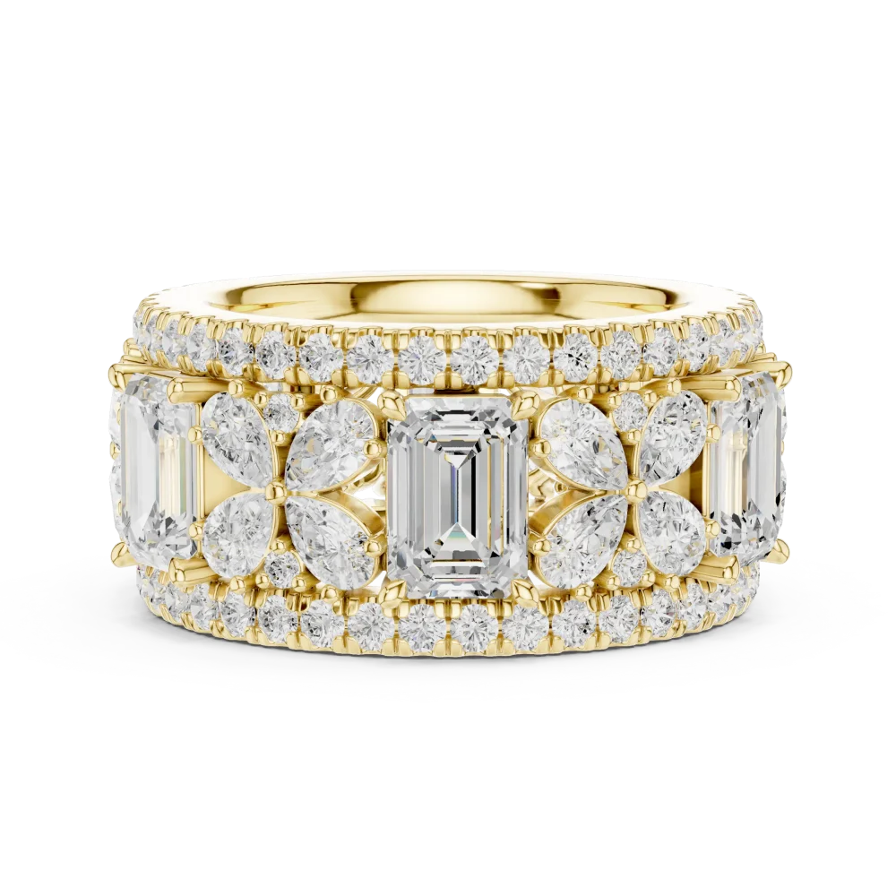 Luminous Emerald and Pear Geometric Cluster Eternity Band - Image 4