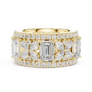 Luminous Emerald and Pear Geometric Cluster Eternity Band - Image 4