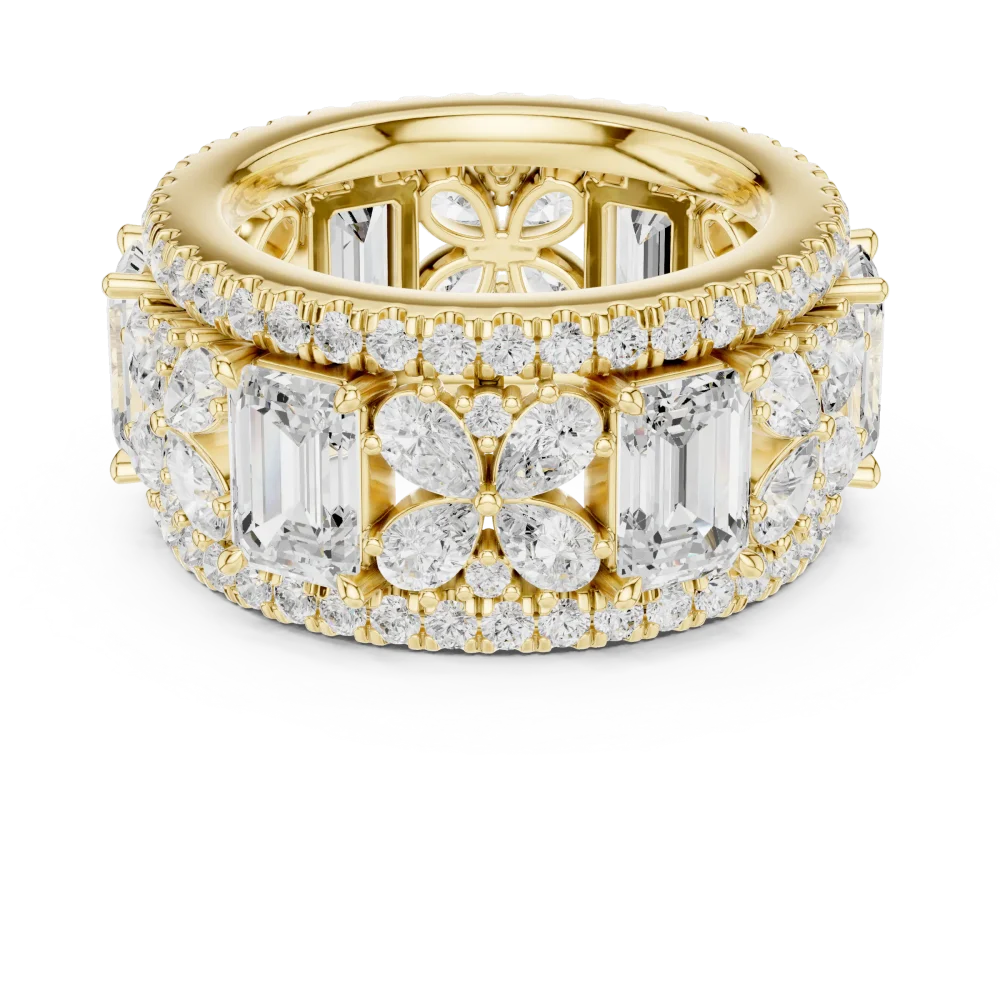 Luminous Emerald and Pear Geometric Cluster Eternity Band - Image 2