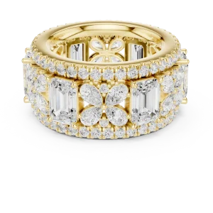 Luminous Emerald and Pear Geometric Cluster Eternity Band - Image 2
