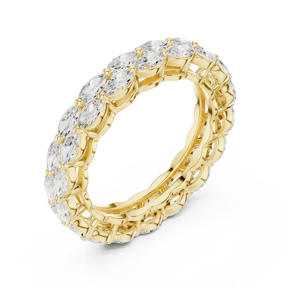 Discover the radiant brilliance of our marquise-cut eternity band. Featuring premium DIAMEUR diamonds, it is the perfect modern classic for any occasion.
