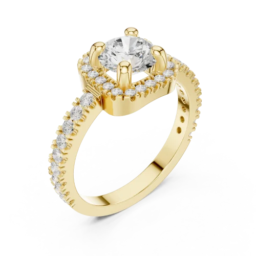 Luminous Round Solitaire Halo Engagement Ring