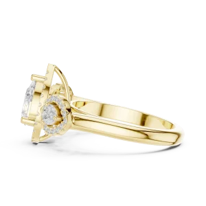 Ethereal Pear Cut Three-Stone Halo Solitaire Ring - Image 4