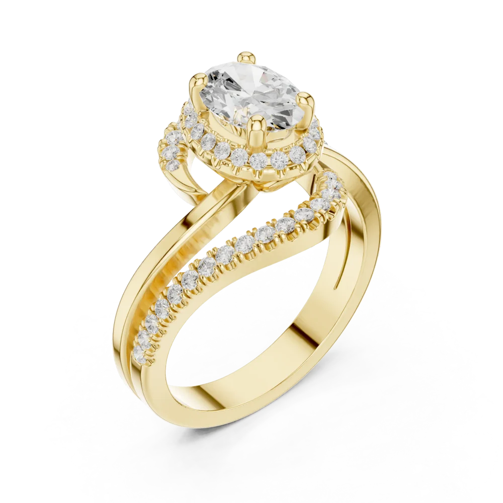 Discover our exquisite oval cut Solitaire engagement ring, featuring shimmering pavé accents. Experience the brilliance of sustainable DIAMEUR diamonds today.