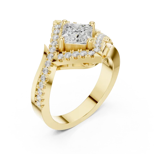 Luminary Princess Cut Architectural Halo Solitaire Ring