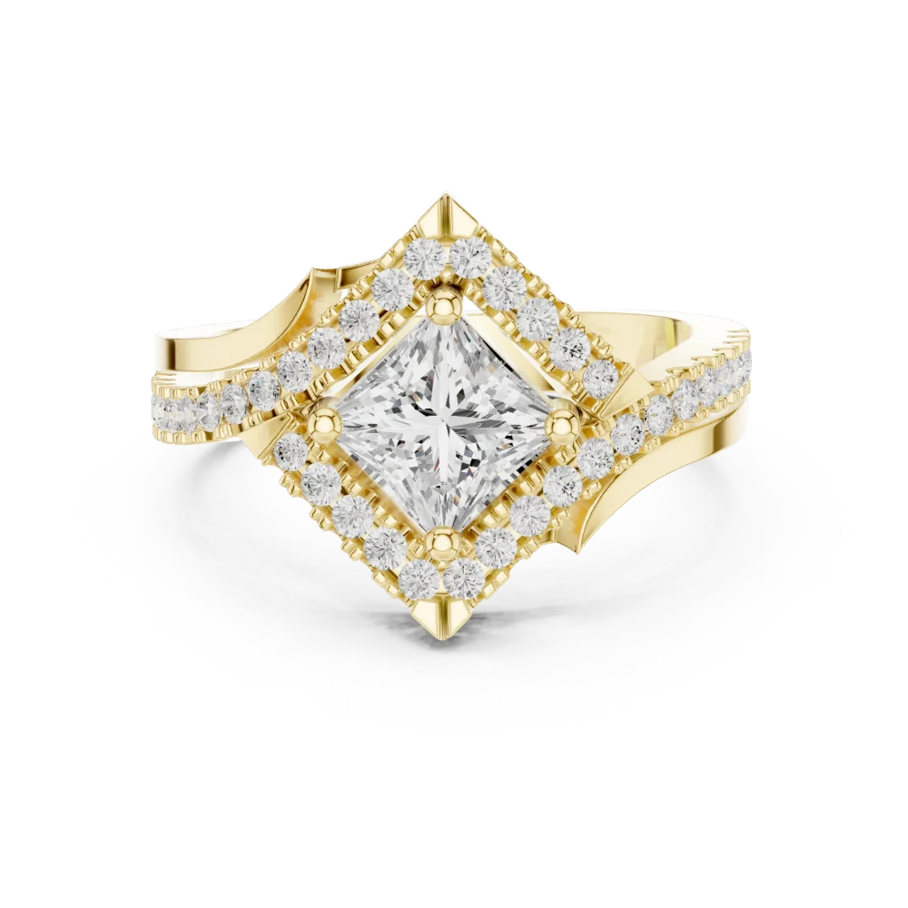 Luminary Princess Cut Architectural Halo Solitaire Ring - Image 2