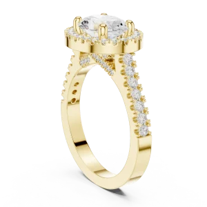 Ethereal Oval Solitaire Halo Ring with Pavé Accents - Image 3
