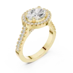 Ethereal Oval Solitaire Halo Ring with Pavé Accents
