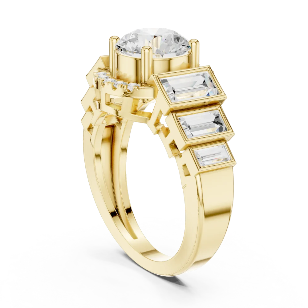 Ethereal Round Solitaire Architectural Statement Ring - Image 3