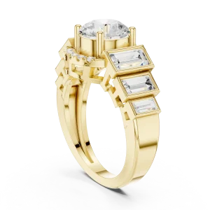 Ethereal Round Solitaire Architectural Statement Ring - Image 3