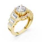 Ethereal Round Solitaire Architectural Statement Ring
