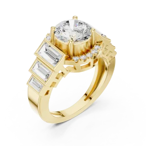 Ethereal Round Solitaire Architectural Statement Ring