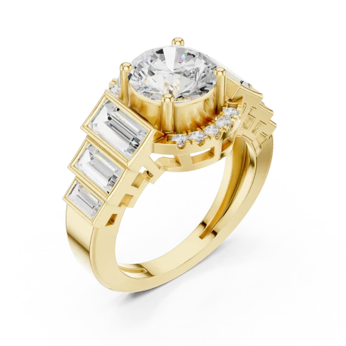 Ethereal Round Solitaire Architectural Statement Ring