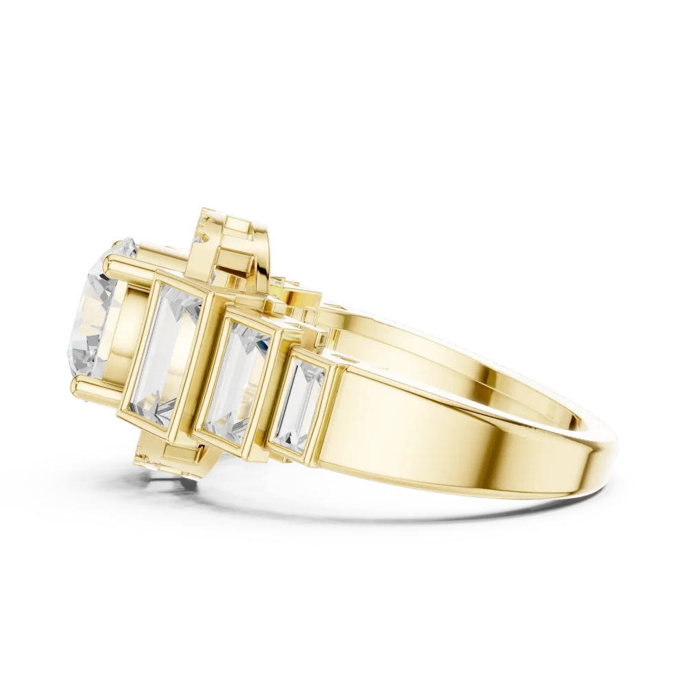Ethereal Round Solitaire Architectural Statement Ring - Image 4