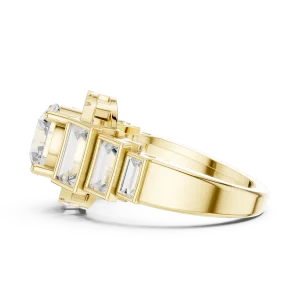 Ethereal Round Solitaire Architectural Statement Ring - Image 4