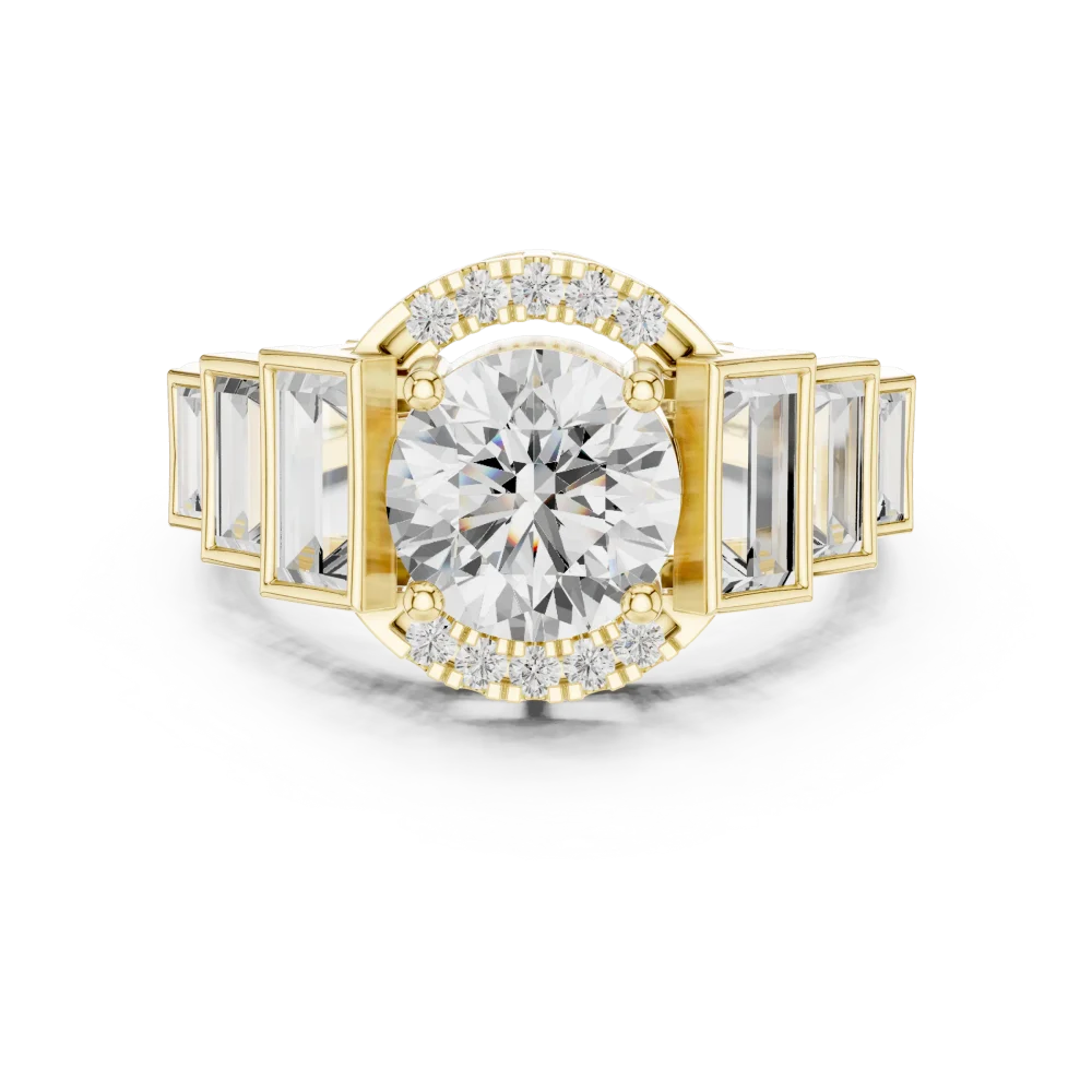 Ethereal Round Solitaire Architectural Statement Ring - Image 2