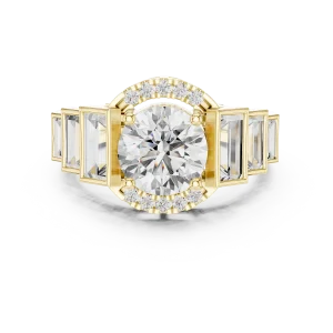 Ethereal Round Solitaire Architectural Statement Ring - Image 2
