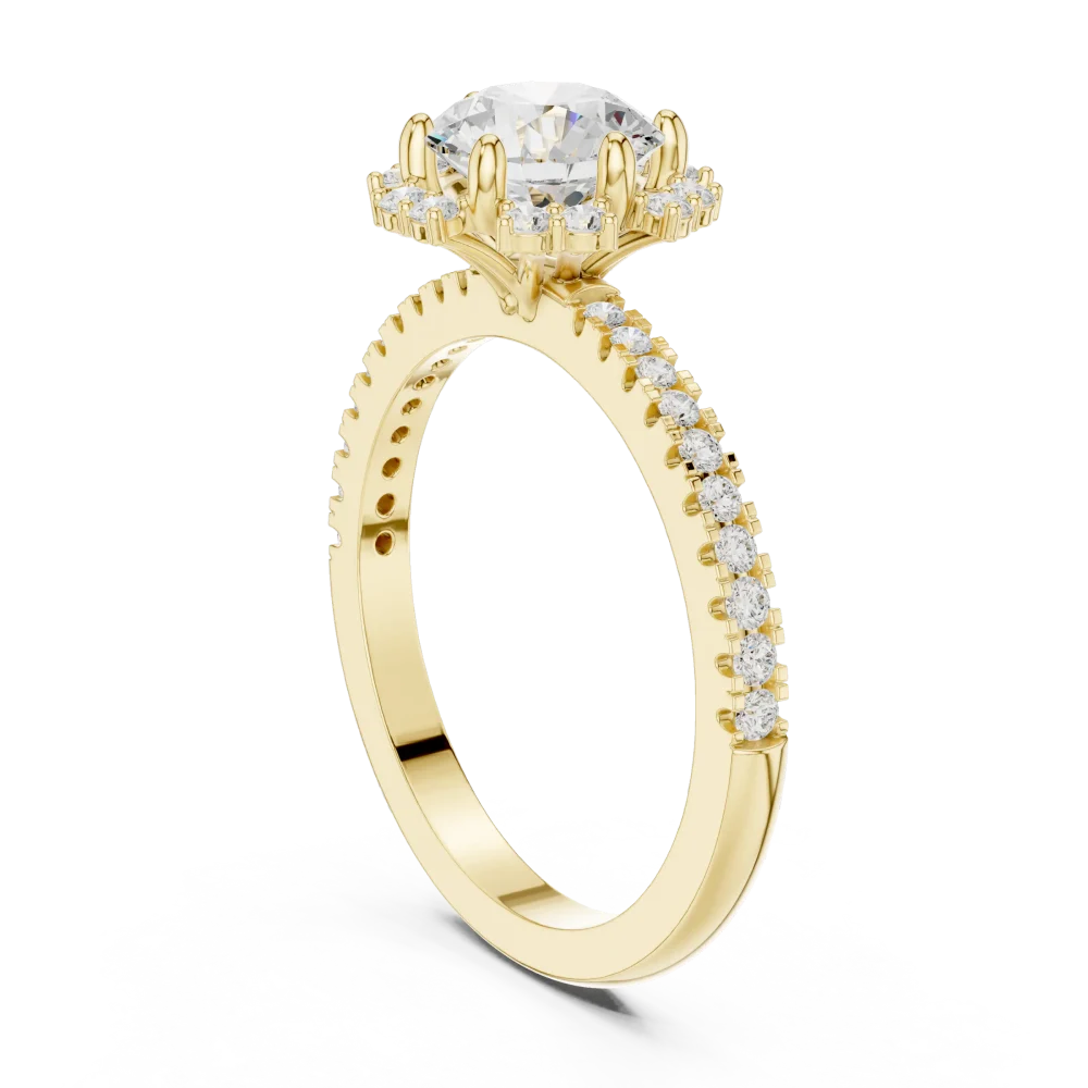 Luminary Round Brilliant Pavé Halo Solitaire Ring - Image 3