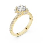Luminary Round Brilliant Pavé Halo Solitaire Ring