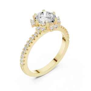 Luminary Round Brilliant Pavé Halo Solitaire Ring