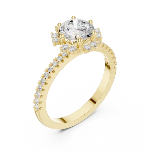 Luminary Round Brilliant Pavé Halo Solitaire Ring