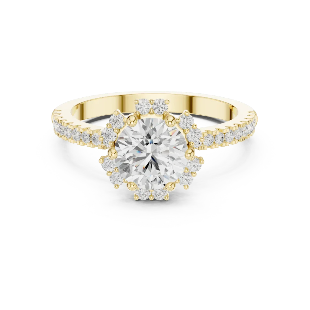 Luminary Round Brilliant Pavé Halo Solitaire Ring - Image 2