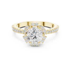 Luminary Round Brilliant Pavé Halo Solitaire Ring - Image 2