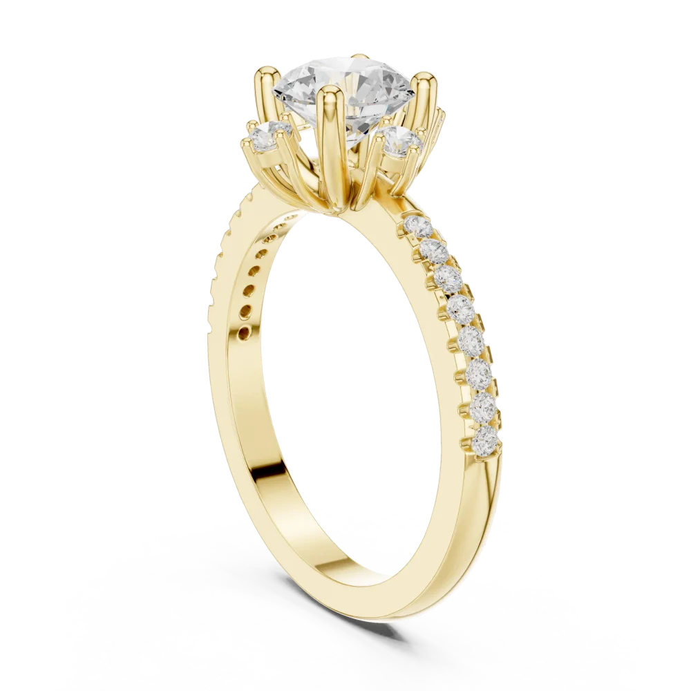 Luminary Round Brilliant Pavé-Accent Solitaire Ring - Image 3