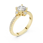 Luminary Round Brilliant Pavé-Accent Solitaire Ring