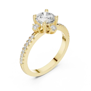 Luminary Round Brilliant Pavé-Accent Solitaire Ring