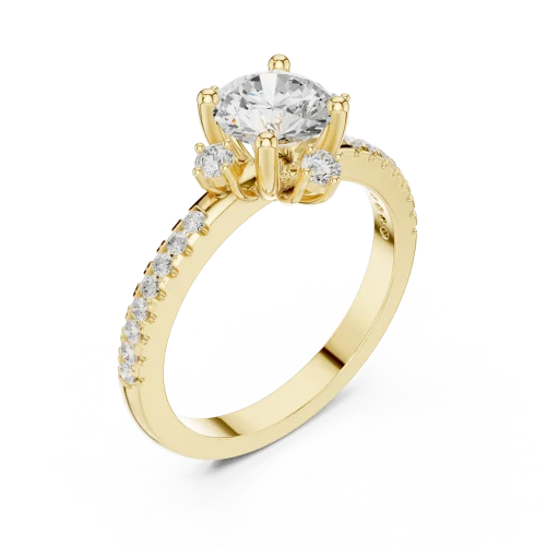 Luminary Round Brilliant Pavé-Accent Solitaire Ring