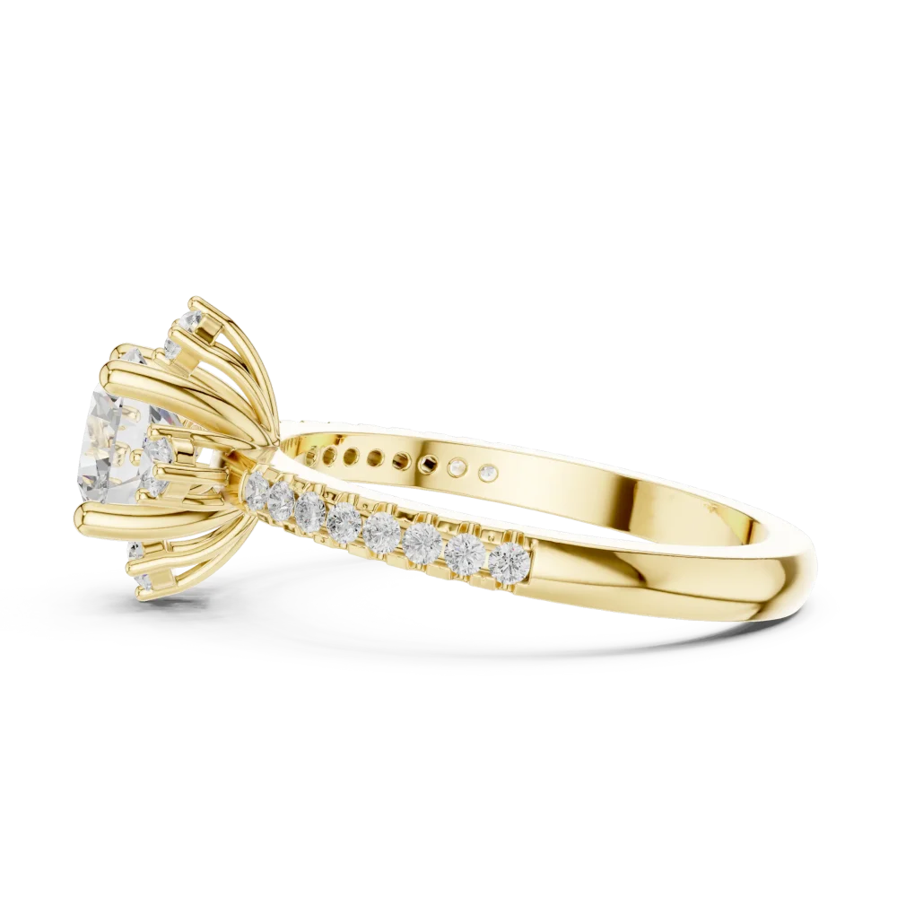 Luminary Round Brilliant Pavé-Accent Solitaire Ring - Image 4