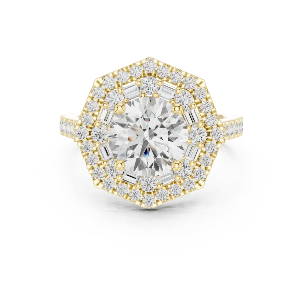 Luminary Hexagon Halo Solitaire Ring - Image 2