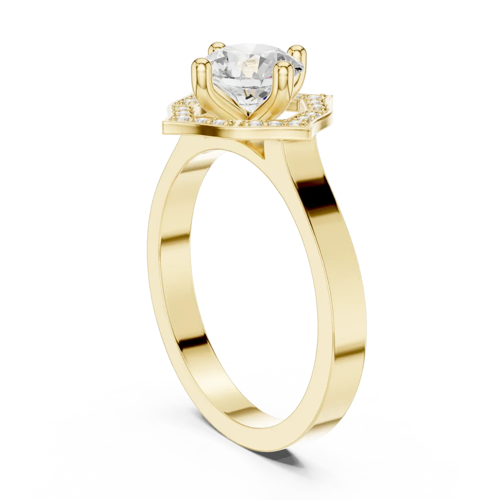 Luminary Round Brilliant Geometric Halo Solitaire Ring - Image 3