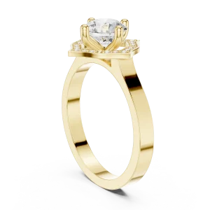 Luminary Round Brilliant Geometric Halo Solitaire Ring - Image 3