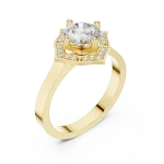 Luminary Round Brilliant Geometric Halo Solitaire Ring