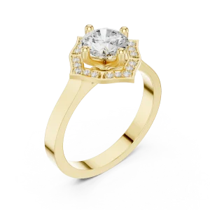Luminary Round Brilliant Geometric Halo Solitaire Ring