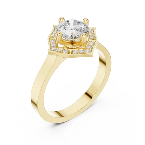Luminary Round Brilliant Geometric Halo Solitaire Ring