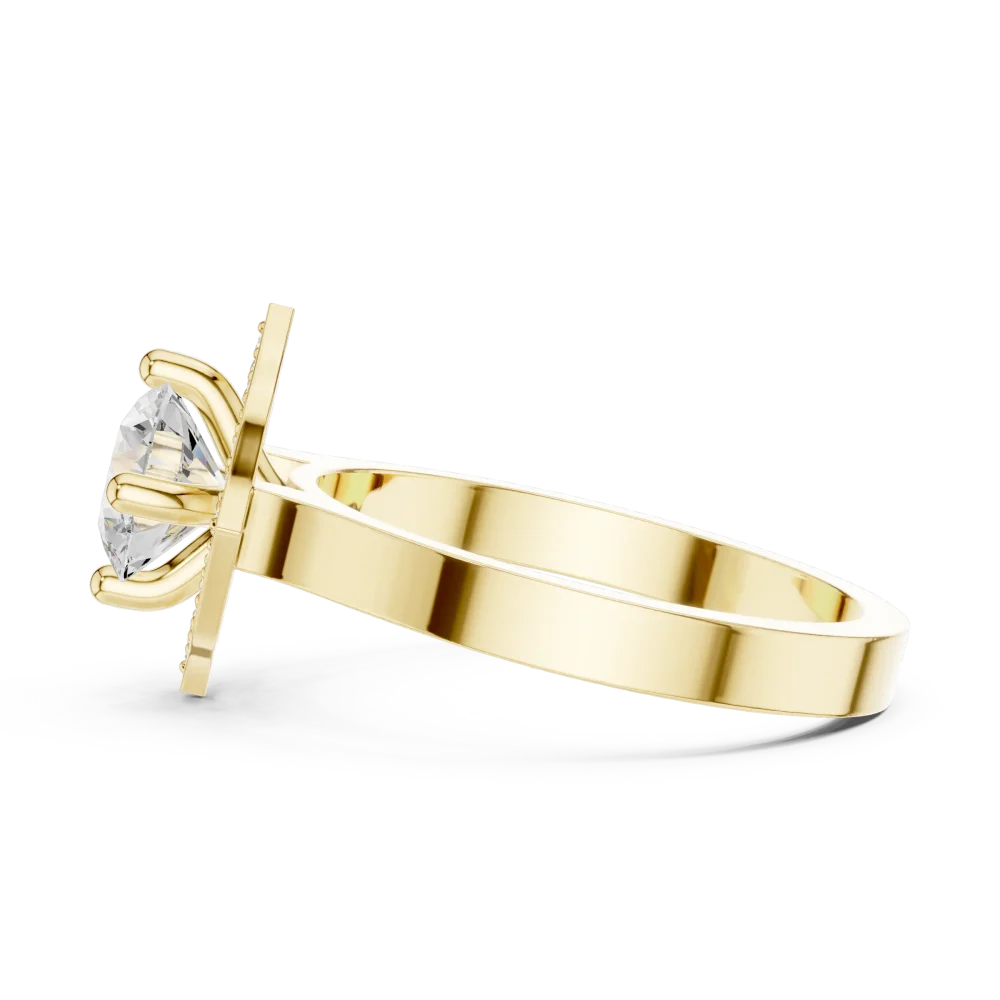 Luminary Round Brilliant Geometric Halo Solitaire Ring - Image 4